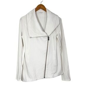Helmut Lang White Asymmetrical Zip Jacket Women's M Lined Designer Minimalist
